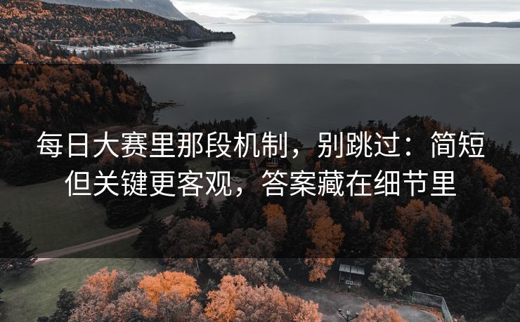每日大赛里那段机制，别跳过：简短但关键更客观，答案藏在细节里