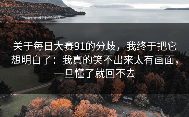 关于每日大赛91的分歧，我终于把它想明白了：我真的笑不出来太有画面，一旦懂了就回不去